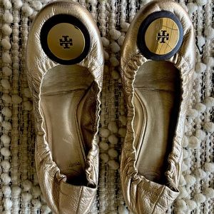 Tory Burch gold leather flats